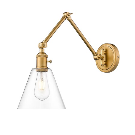 Z-Lite Gayson Wall Sconce, 1-Light, 7.75 In.W x 30.5 In.L x 7.75 In.H, Rubbed Brass/Rubbed Brass 348S-RB